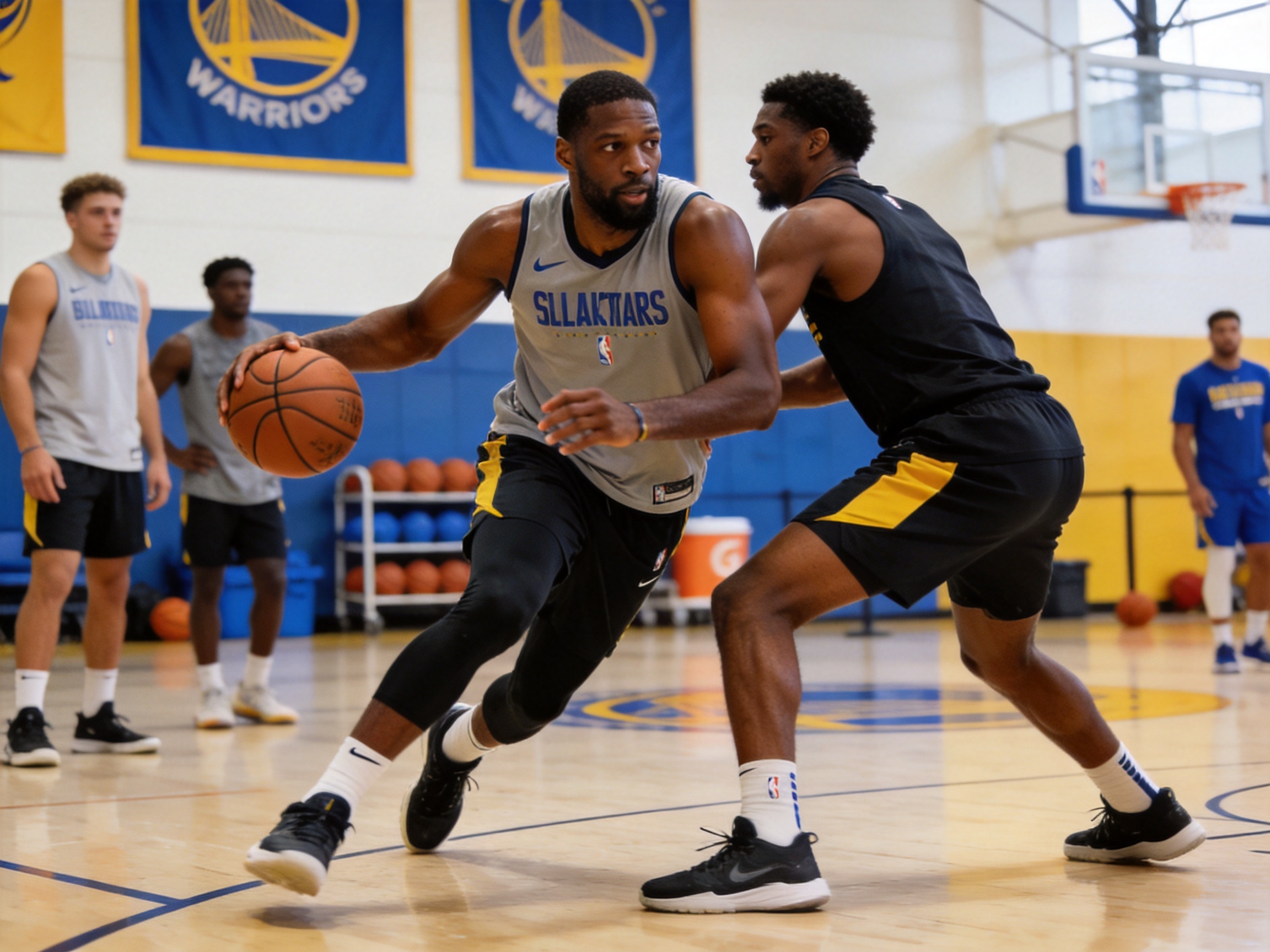 NBA新赛季专题报道，展示篮球明星与球队训练场景